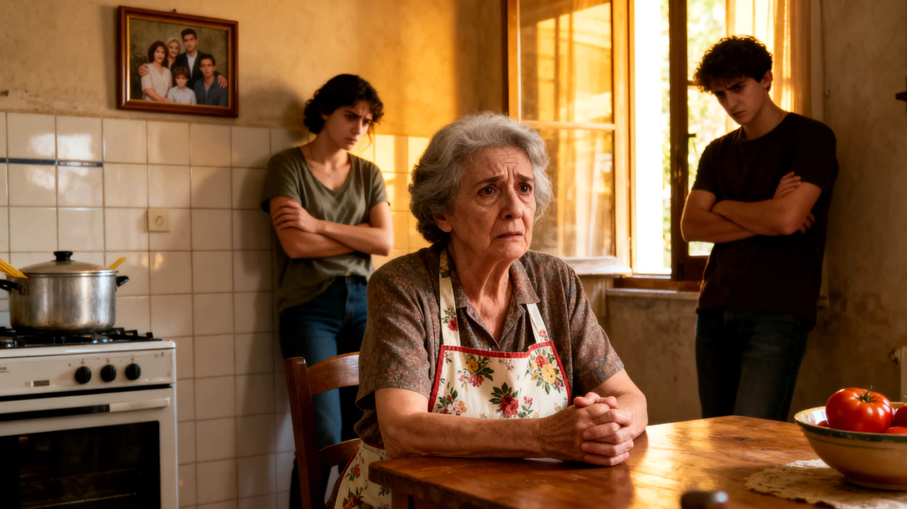 Una nonna si trova in difficoltà nel gestire il rapporto con i nipoti giovani adulti perché continua a trattarli come bambini, imponendo regole e limiti che loro non accettano più, creando tensioni e allontanamento emotivo"